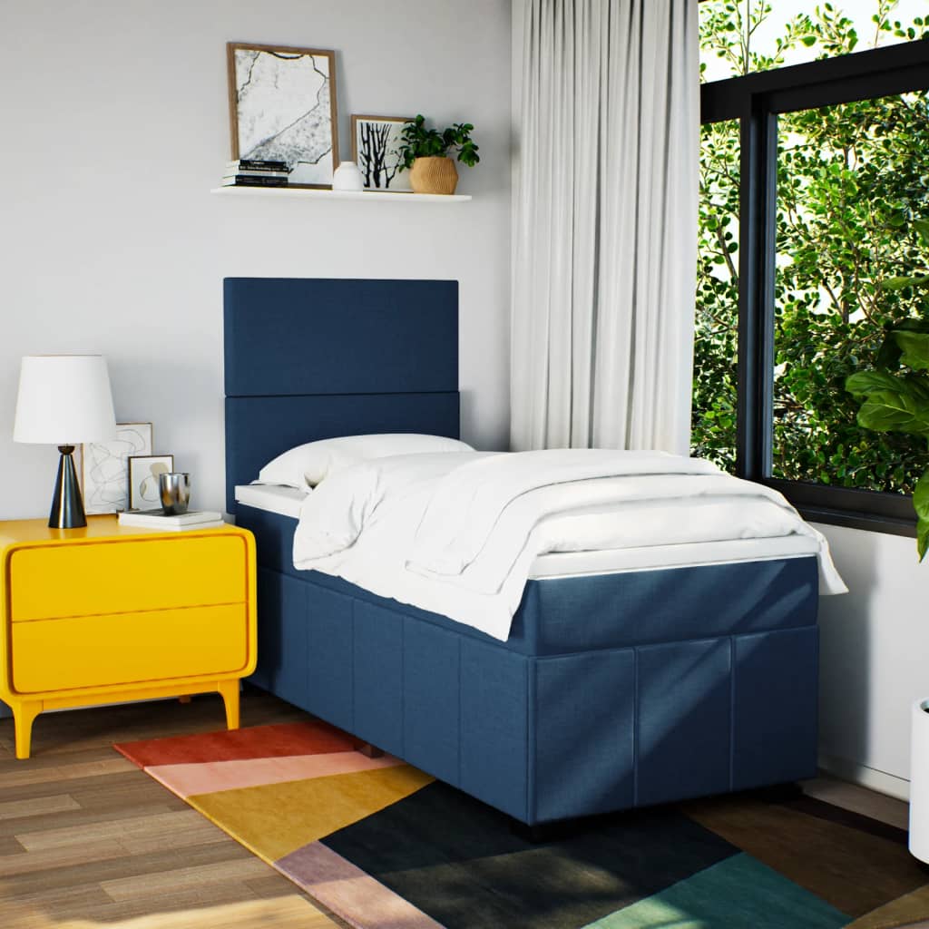 Giroletto a Molle con Materasso Blu 100x200 cm in Tessuto | homemem39