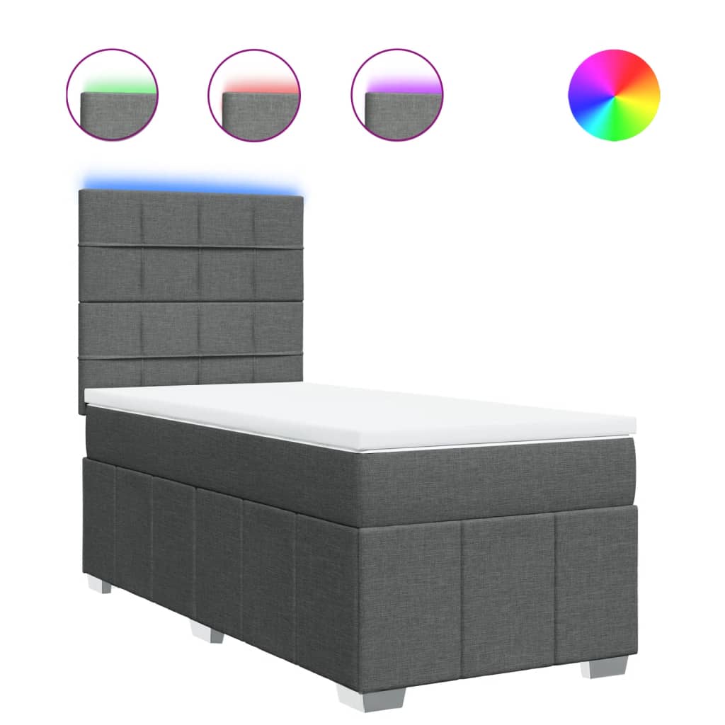 Giroletto a Molle con Materasso Grigio Scuro 100x200 cm Tessuto | homemem39