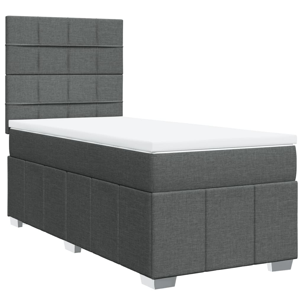 Giroletto a Molle con Materasso Grigio Scuro 100x200 cm Tessuto | homemem39