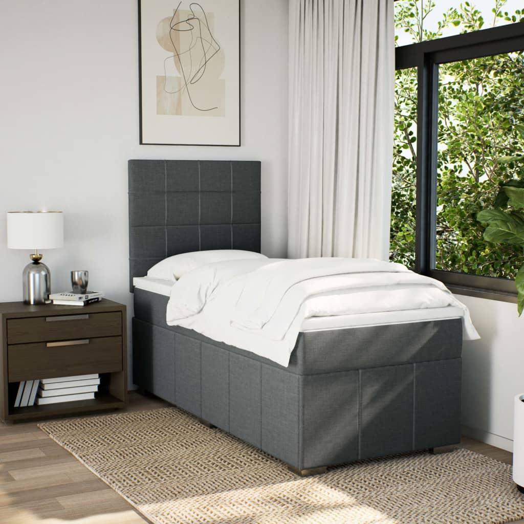 Giroletto a Molle con Materasso Grigio Scuro 100x200 cm Tessuto | homemem39