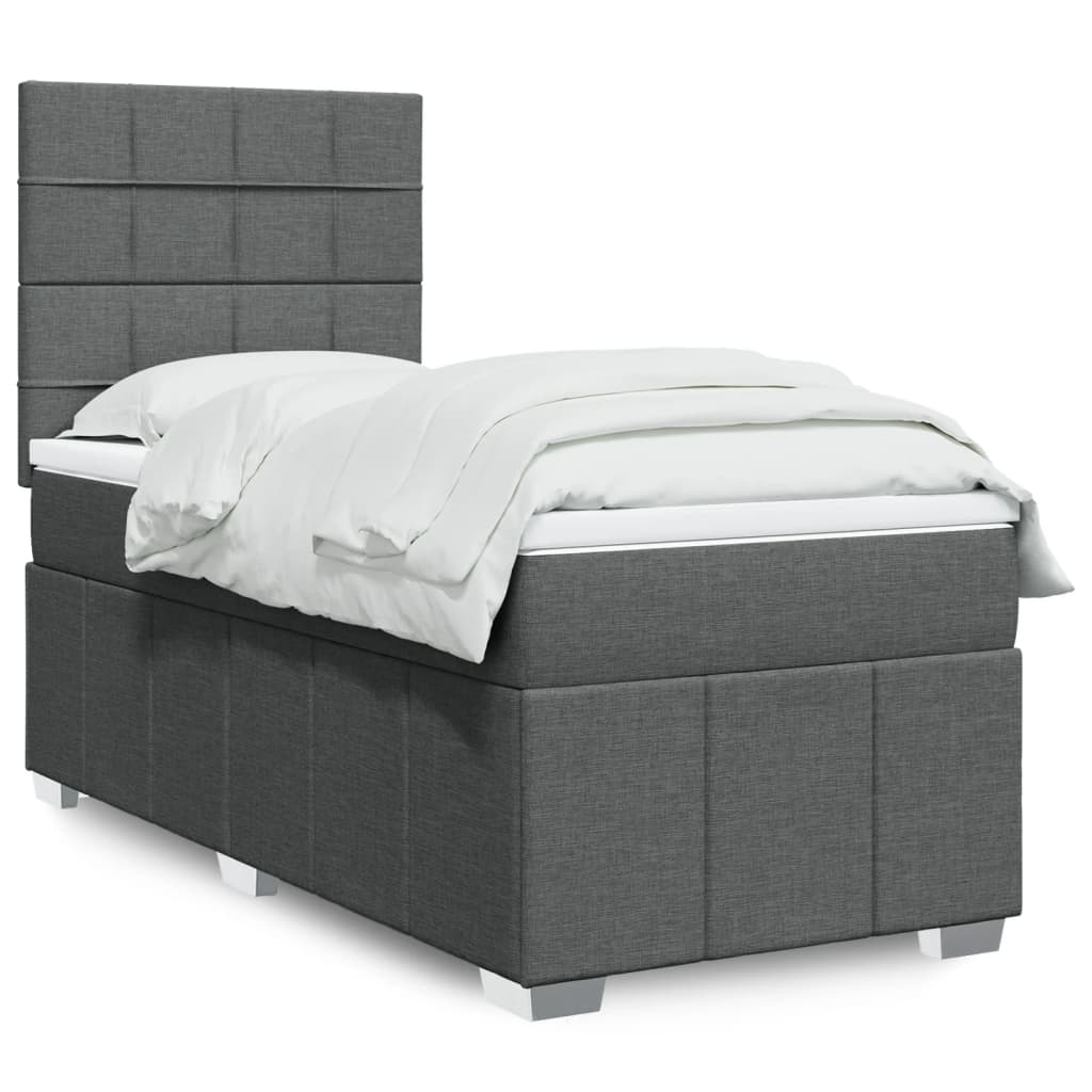 Giroletto a Molle con Materasso Grigio Scuro 100x200 cm Tessuto | homemem39