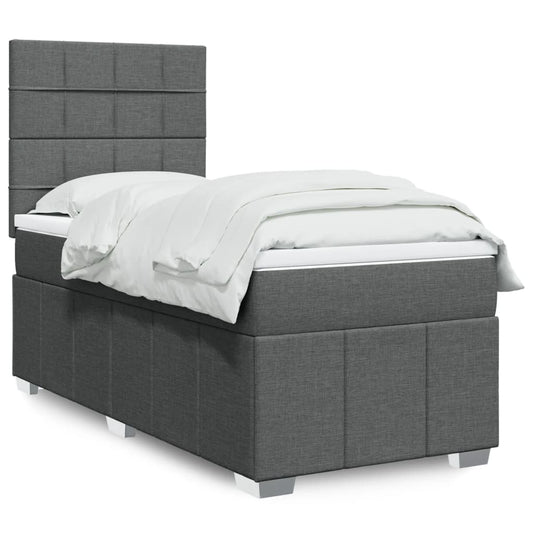 Giroletto a Molle con Materasso Grigio Scuro 100x200 cm Tessuto | homemem39