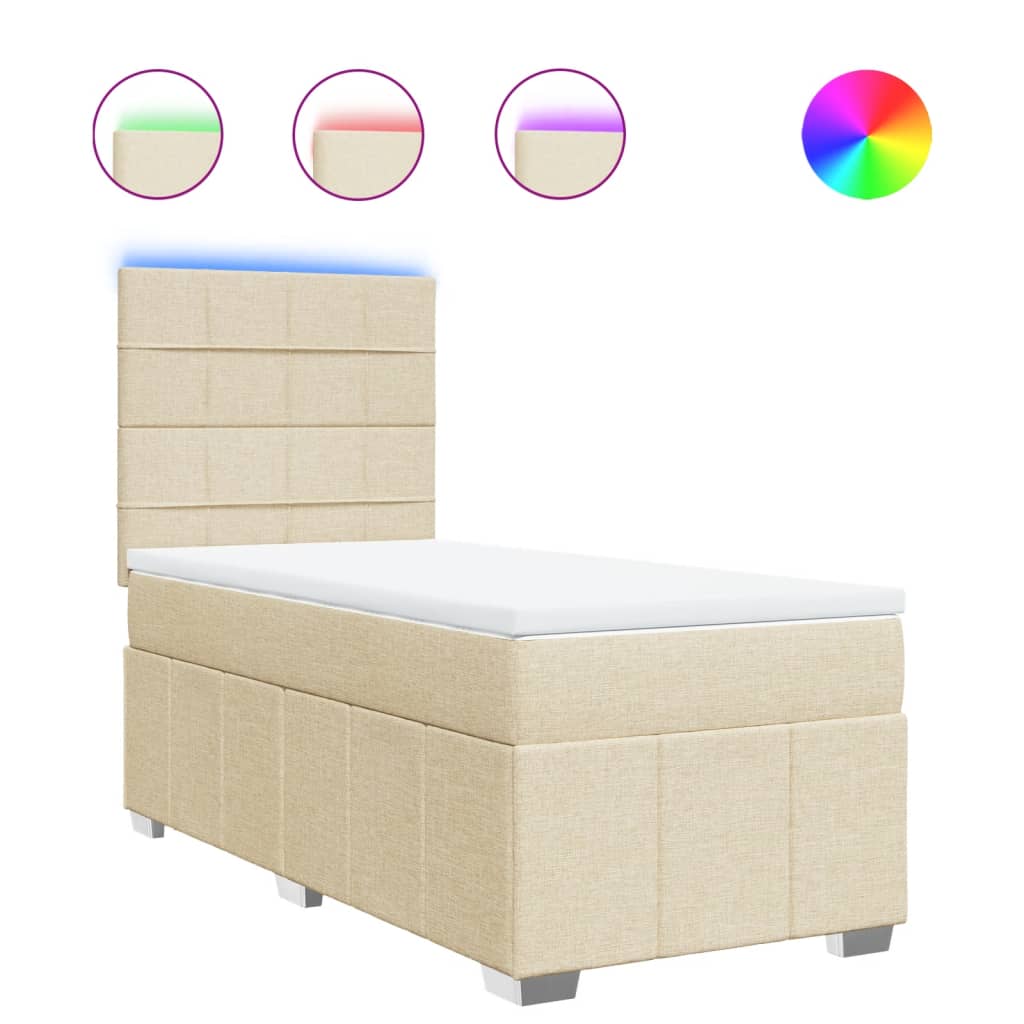 Giroletto a Molle con Materasso Crema 100x200 cm in Tessuto | homemem39