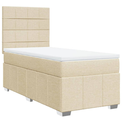 Giroletto a Molle con Materasso Crema 100x200 cm in Tessuto | homemem39