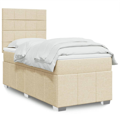Giroletto a Molle con Materasso Crema 100x200 cm in Tessuto | homemem39