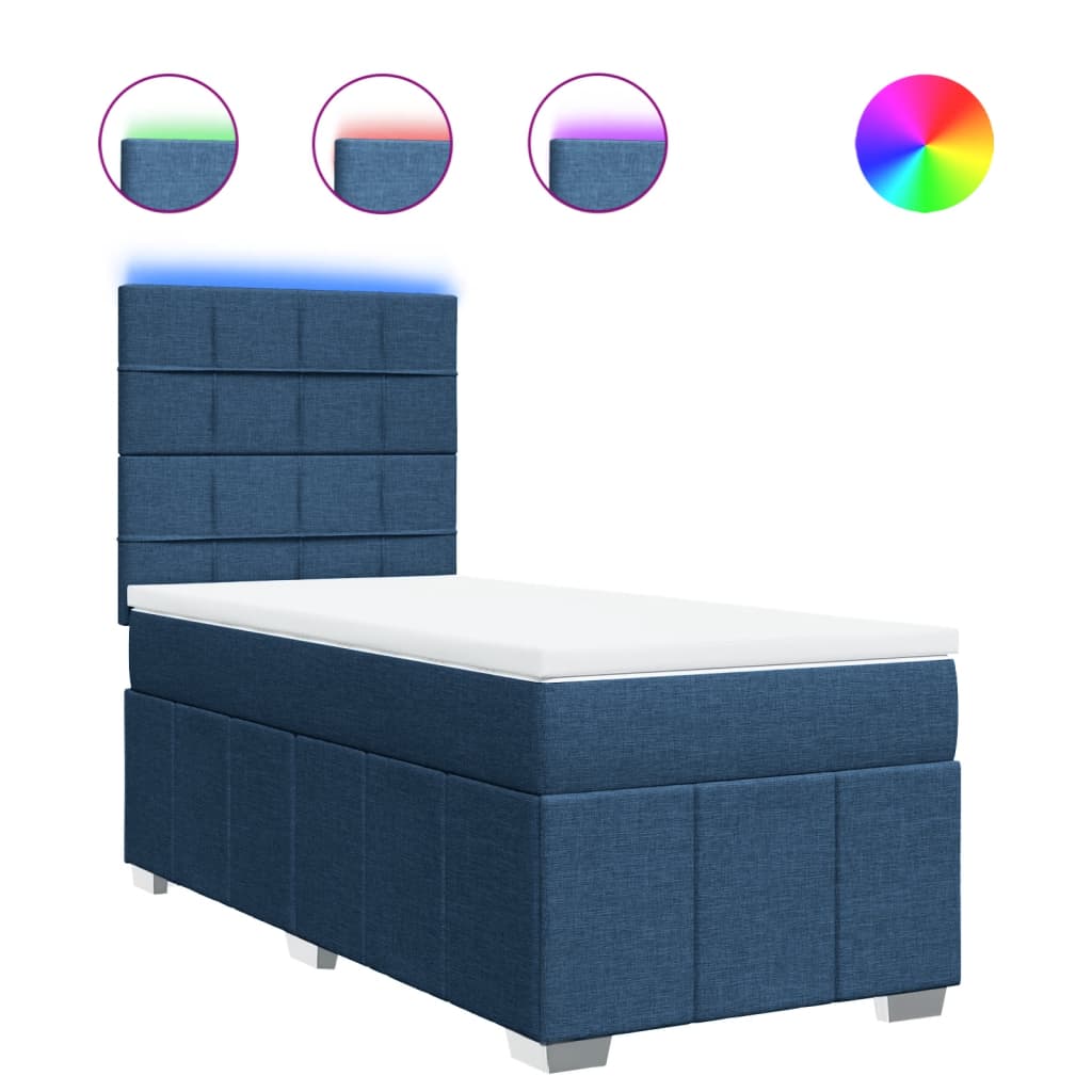 Giroletto a Molle con Materasso Blu 100x200 cm in Tessuto | homemem39