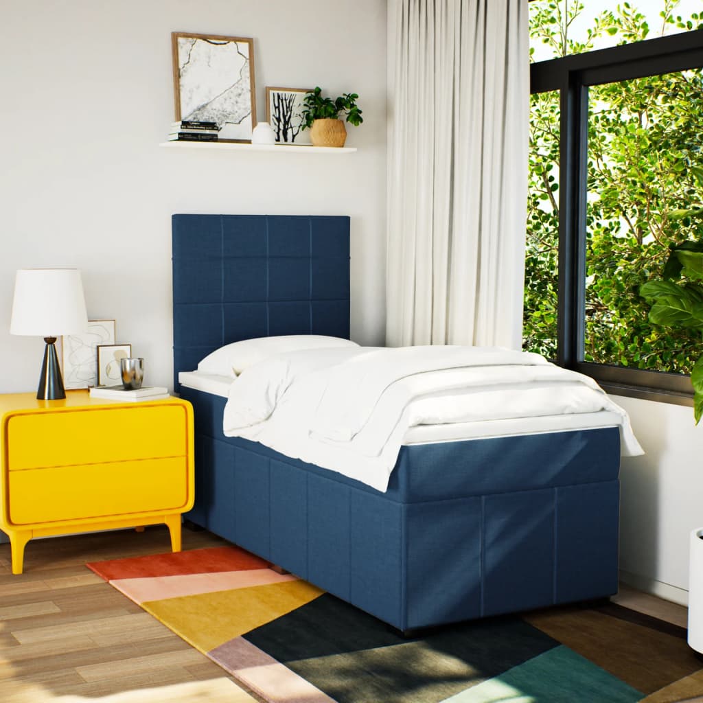 Giroletto a Molle con Materasso Blu 100x200 cm in Tessuto | homemem39