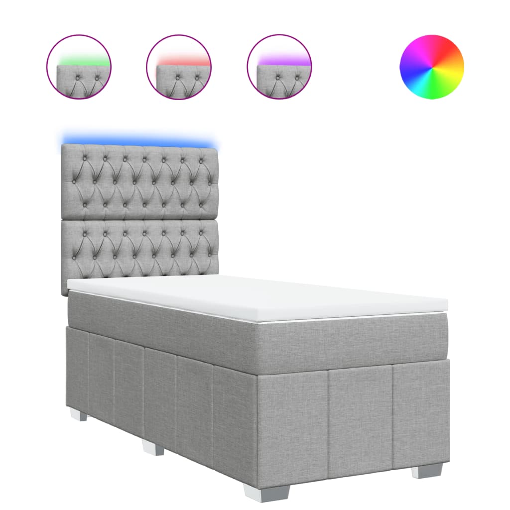 Giroletto a Molle con Materasso Grigio Chiaro100x200 cm Tessuto | homemem39
