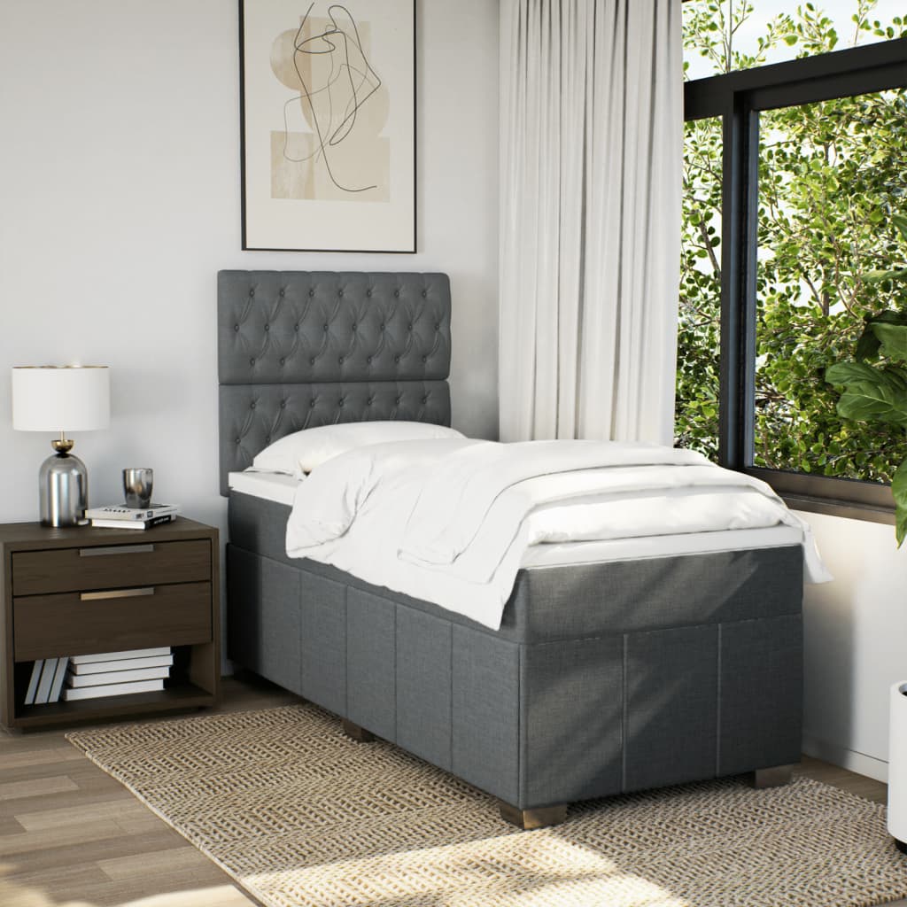 Giroletto a Molle con Materasso Grigio Scuro 100x200 cm Tessuto | homemem39