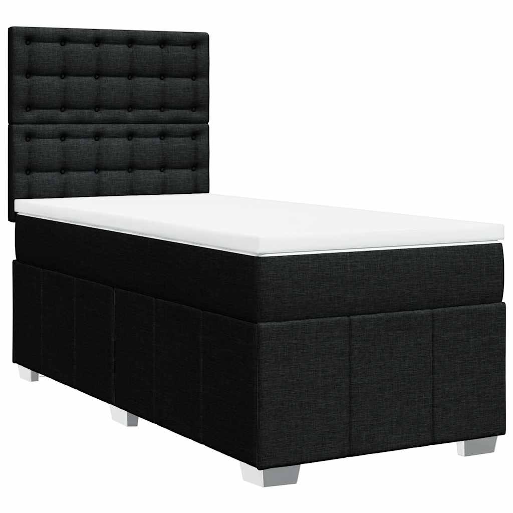 Giroletto a Molle con Materasso Nero 100x200 cm in Tessuto