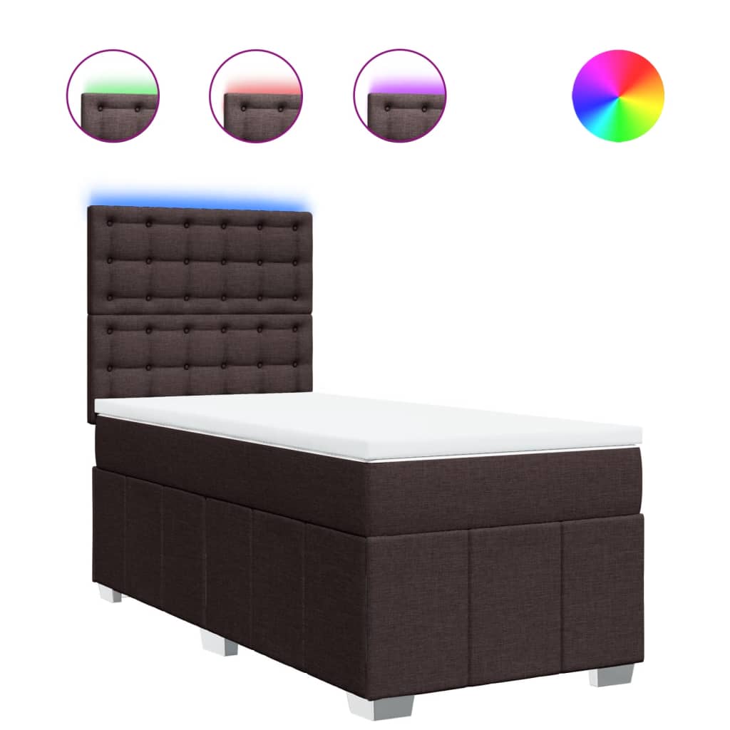 Giroletto a Molle con Materasso Marrone Scuro 100x200cm Tessuto | homemem39
