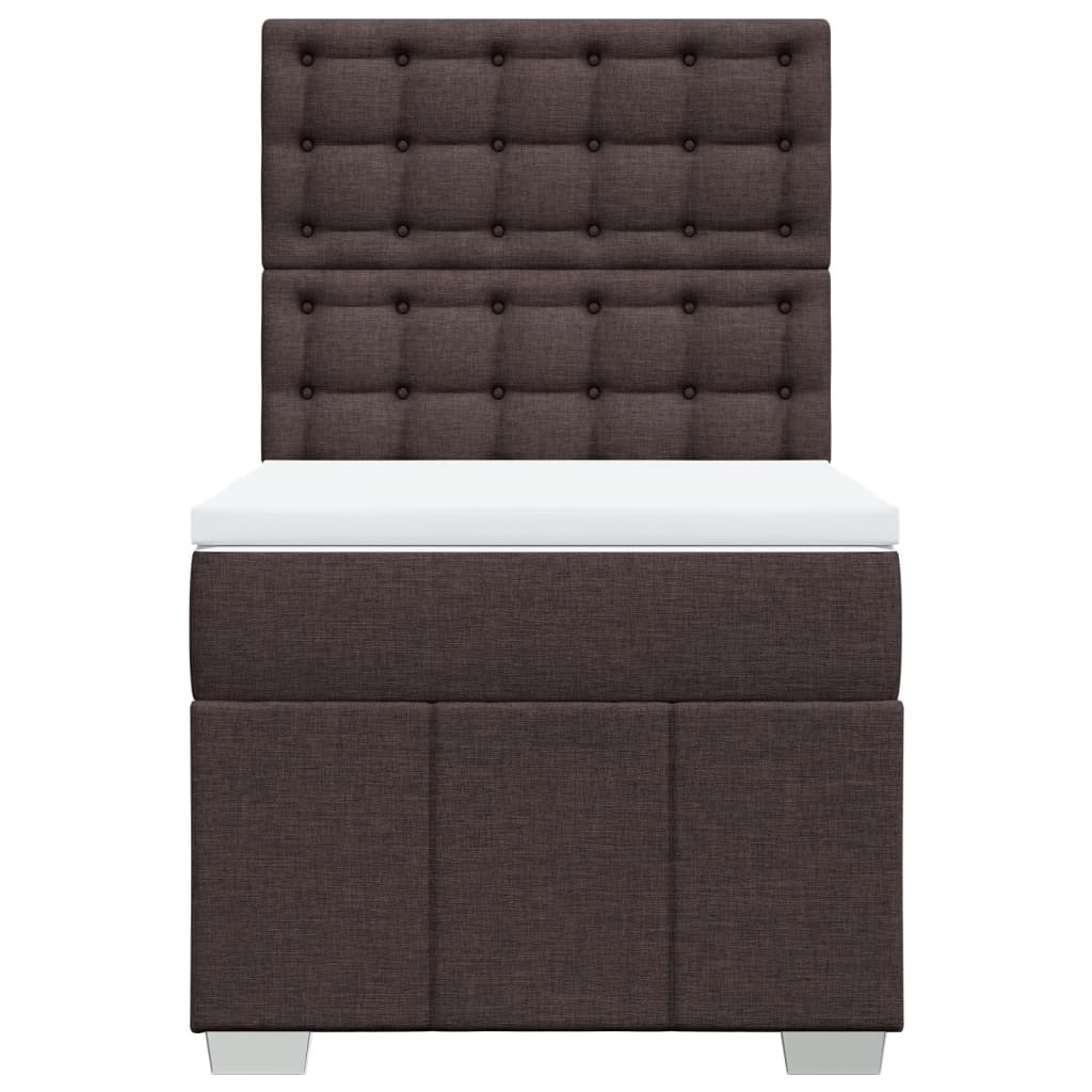 Giroletto a Molle con Materasso Marrone Scuro 100x200cm Tessuto