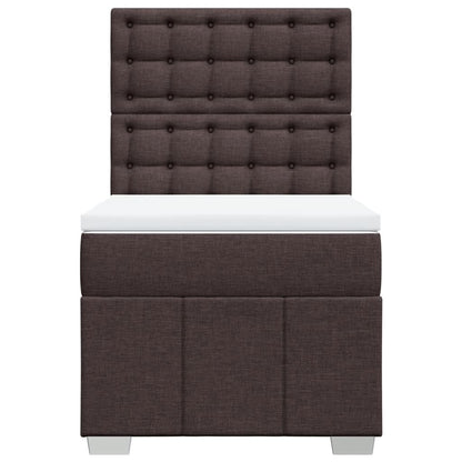 Giroletto a Molle con Materasso Marrone Scuro 100x200cm Tessuto