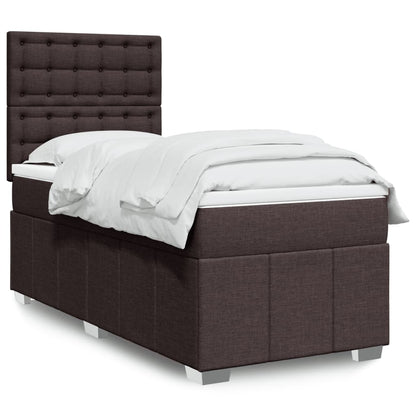 Giroletto a Molle con Materasso Marrone Scuro 100x200cm Tessuto | homemem39