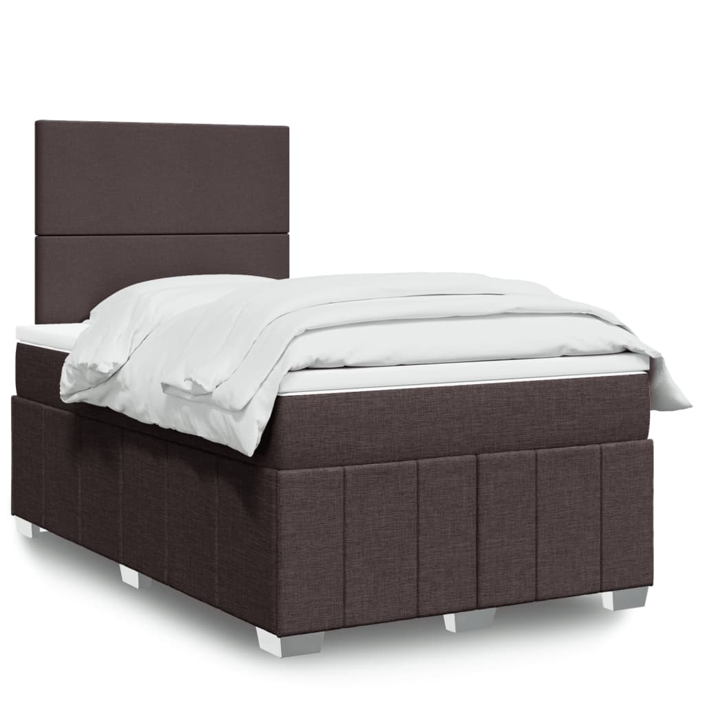 Giroletto a Molle con Materasso Marrone Scuro 120x190cm Tessuto