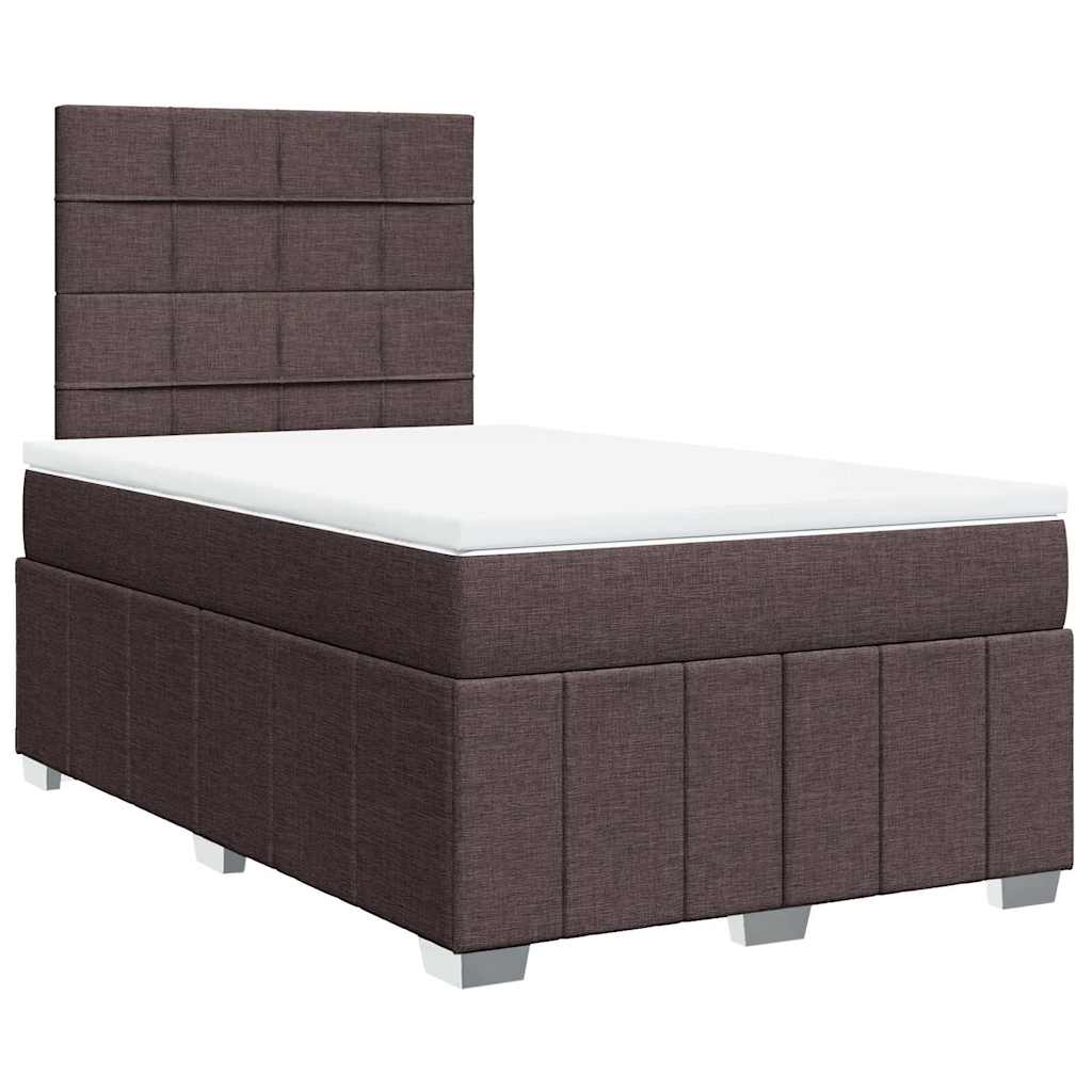 Giroletto a Molle con Materasso Marrone Scuro 120x190cm Tessuto