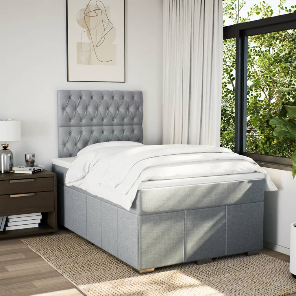 Giroletto a Molle con Materasso Grigio Chiaro 120x190cm Tessuto | homemem39