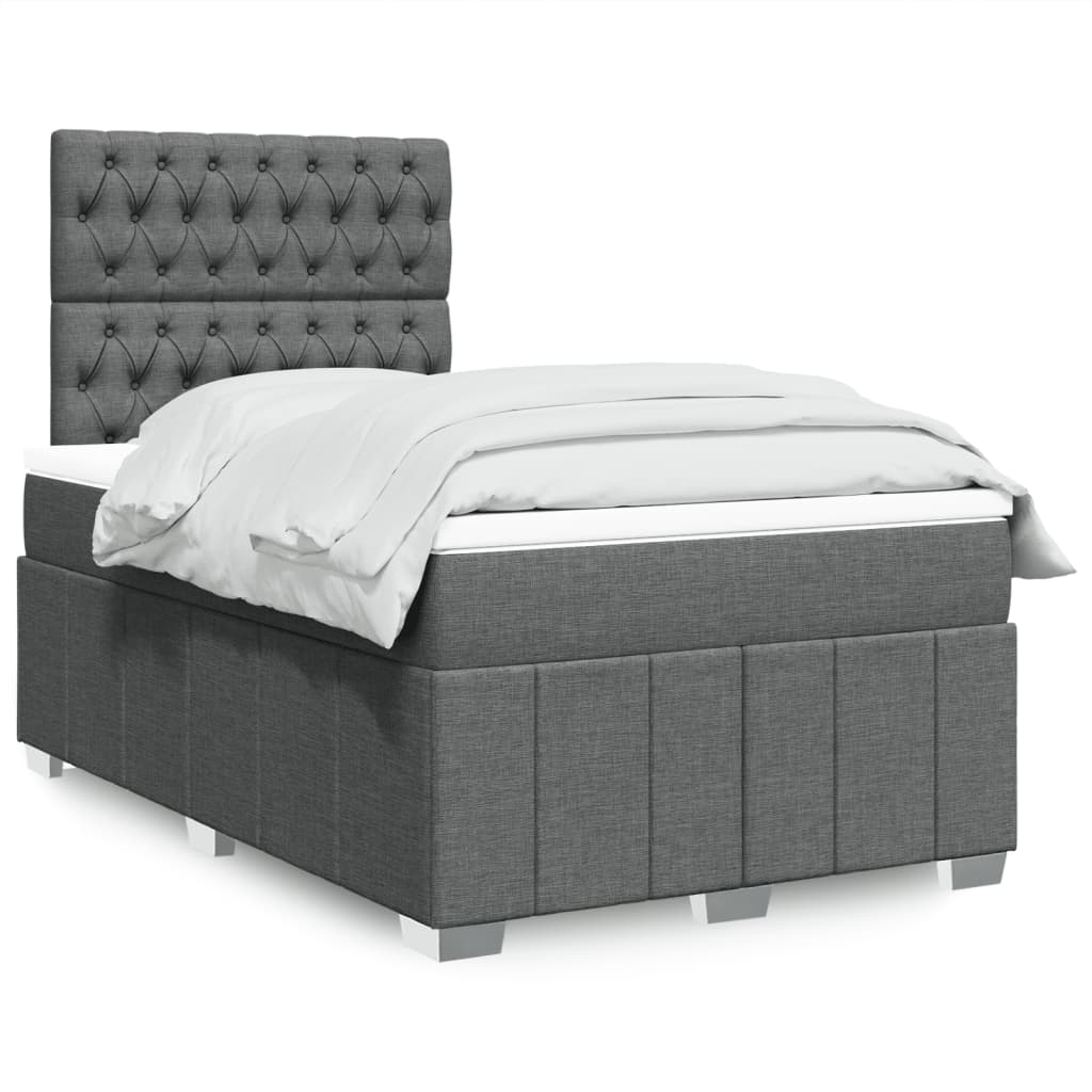 Giroletto a Molle con Materasso Grigio Scuro 120x190cm Tessuto