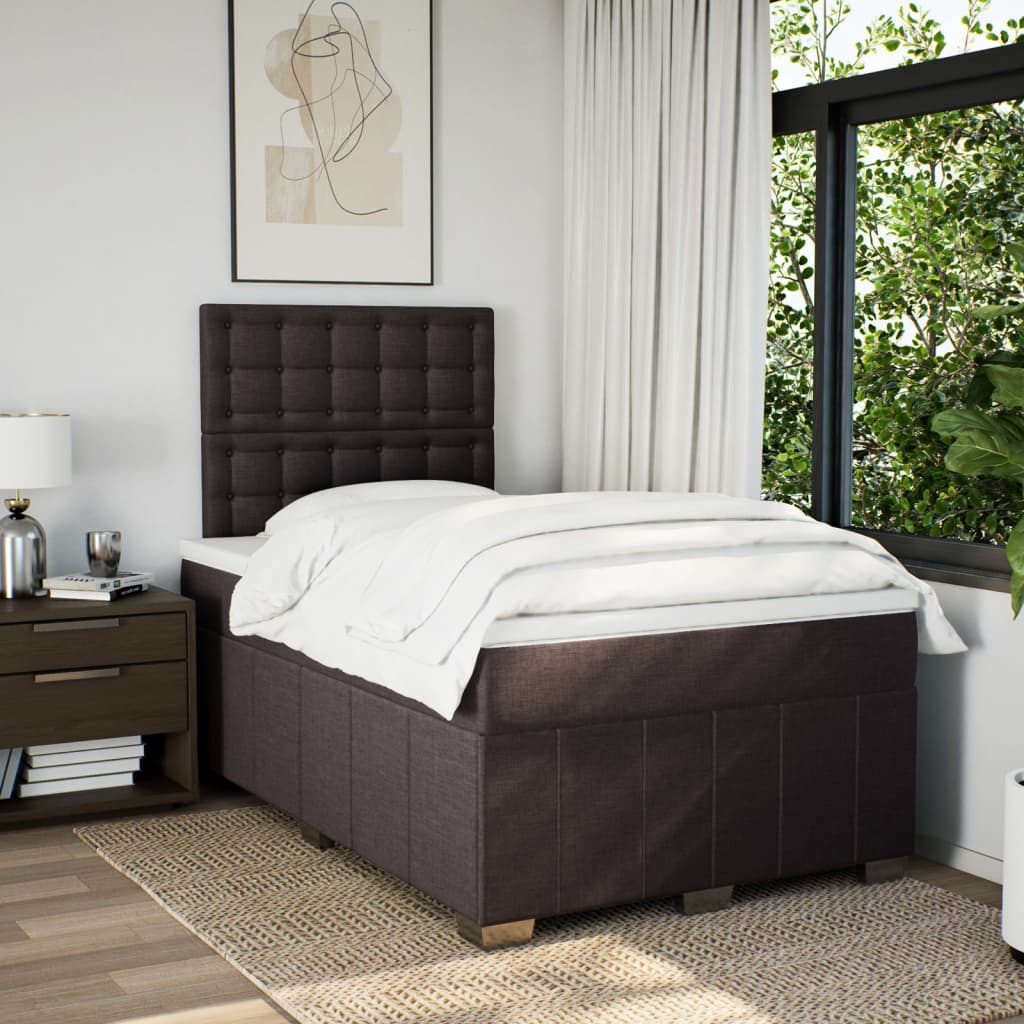 Giroletto a Molle con Materasso Marrone Scuro 120x190cm Tessuto | homemem39