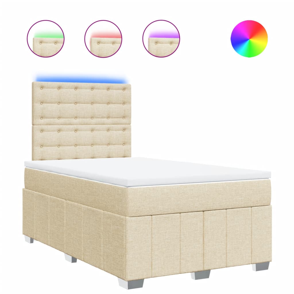 Giroletto a Molle con Materasso Crema 120x190 cm in Tessuto