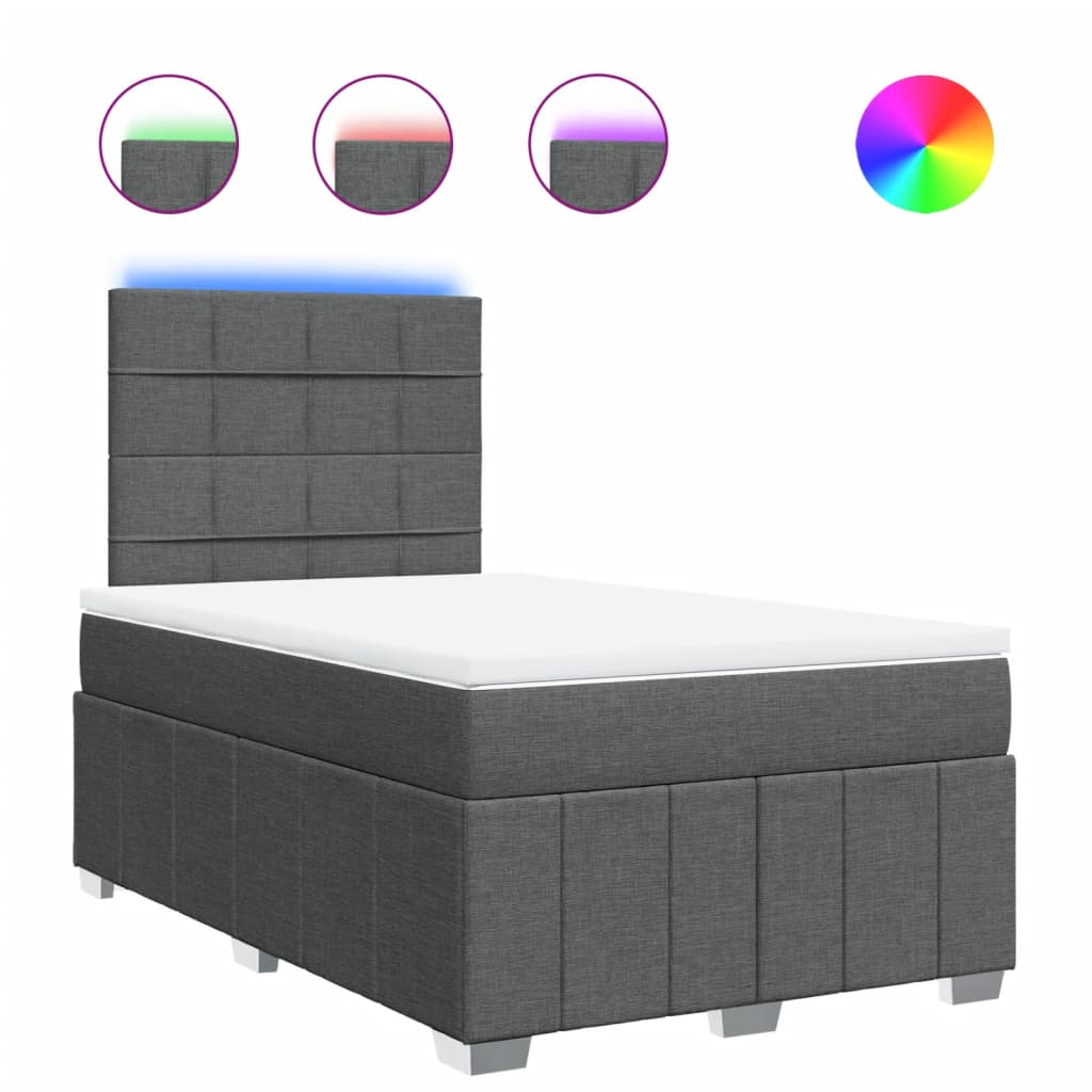 Giroletto a Molle con Materasso Grigio Scuro 120x200 cm Tessuto | homemem39