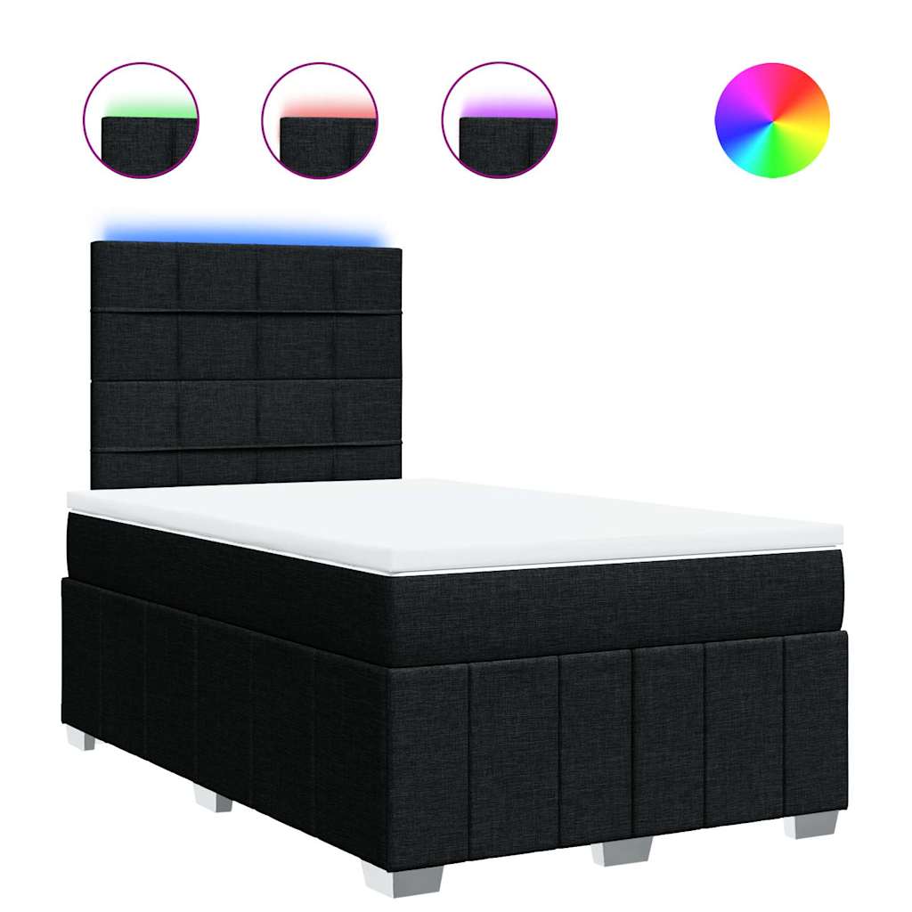 Giroletto a Molle con Materasso Nero 120x200 cm in Tessuto | homemem39