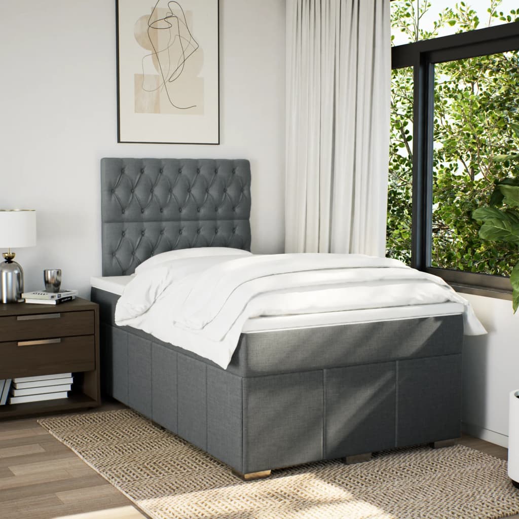 Giroletto a Molle con Materasso Grigio Scuro 120x200 cm Tessuto | homemem39