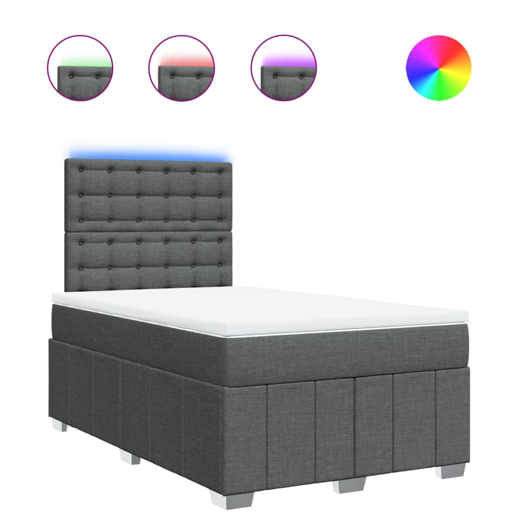 Giroletto a Molle con Materasso Grigio Scuro 120x200 cm Tessuto | homemem39