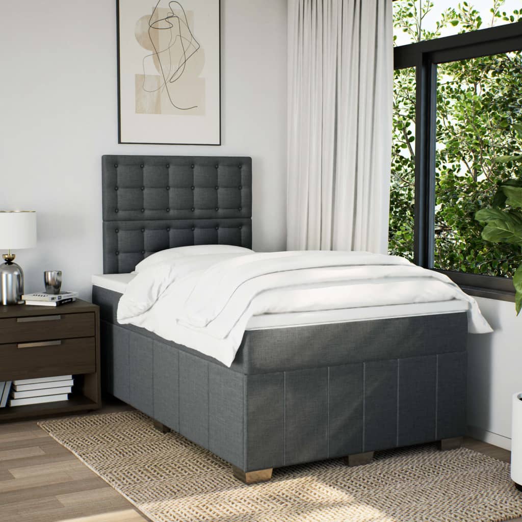Giroletto a Molle con Materasso Grigio Scuro 120x200 cm Tessuto | homemem39