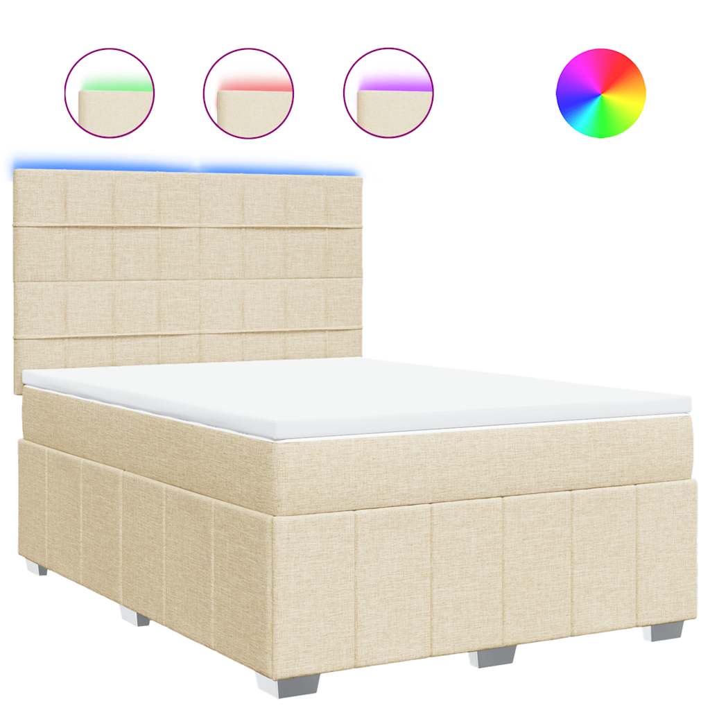 Giroletto a Molle con Materasso Crema 140x19 cm in Tessuto | homemem39