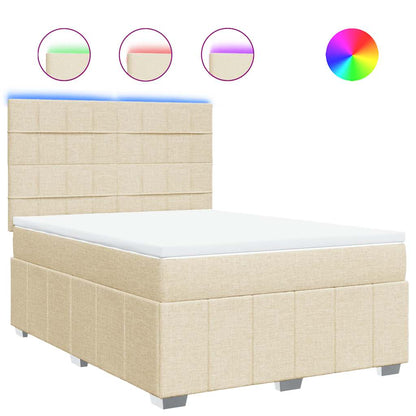 Giroletto a Molle con Materasso Crema 140x19 cm in Tessuto | homemem39