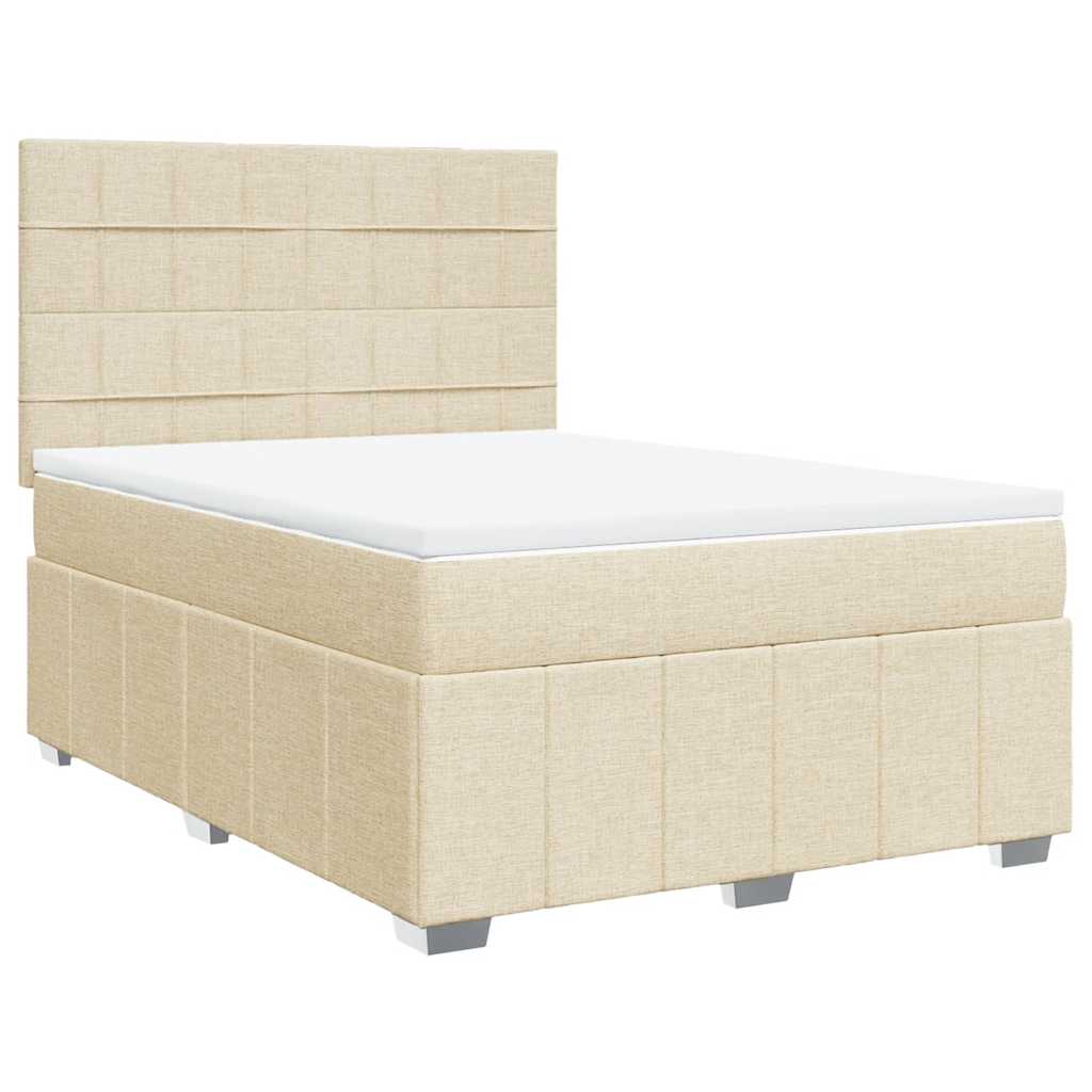 Giroletto a Molle con Materasso Crema 140x19 cm in Tessuto | homemem39