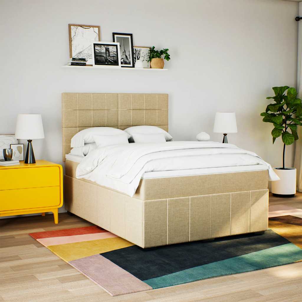 Giroletto a Molle con Materasso Crema 140x19 cm in Tessuto | homemem39