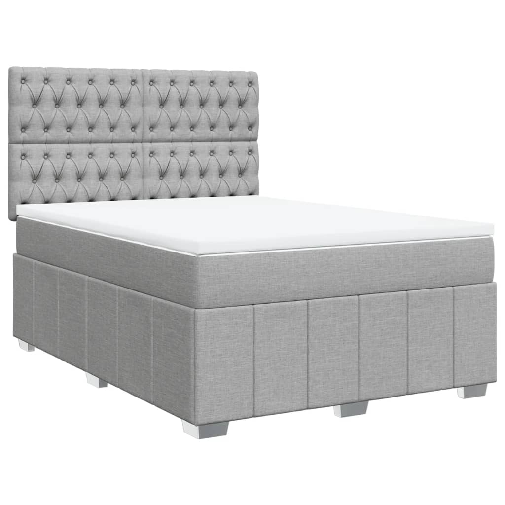 Giroletto a Molle con Materasso Grigio Chiaro 140x190cm Tessuto