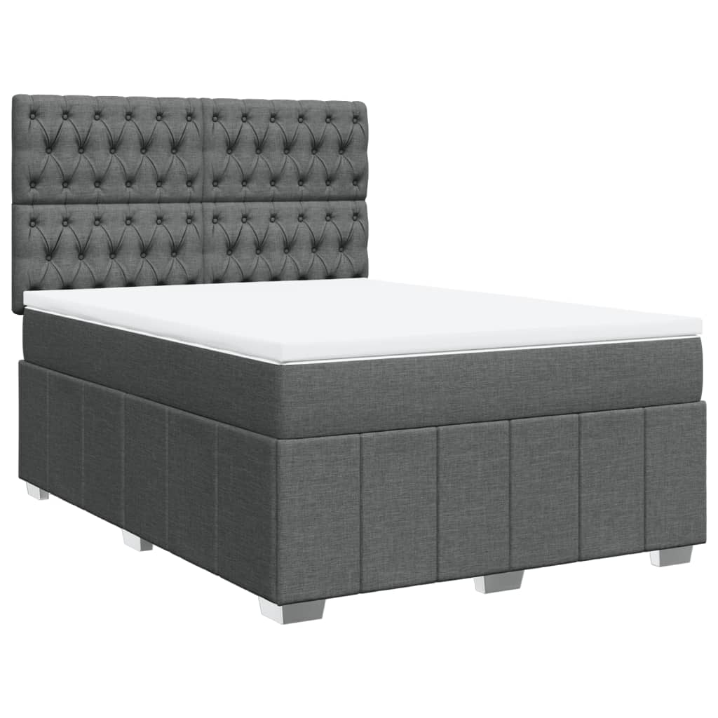 Giroletto a Molle con Materasso Grigio Scuro 140x190 cm Tessuto