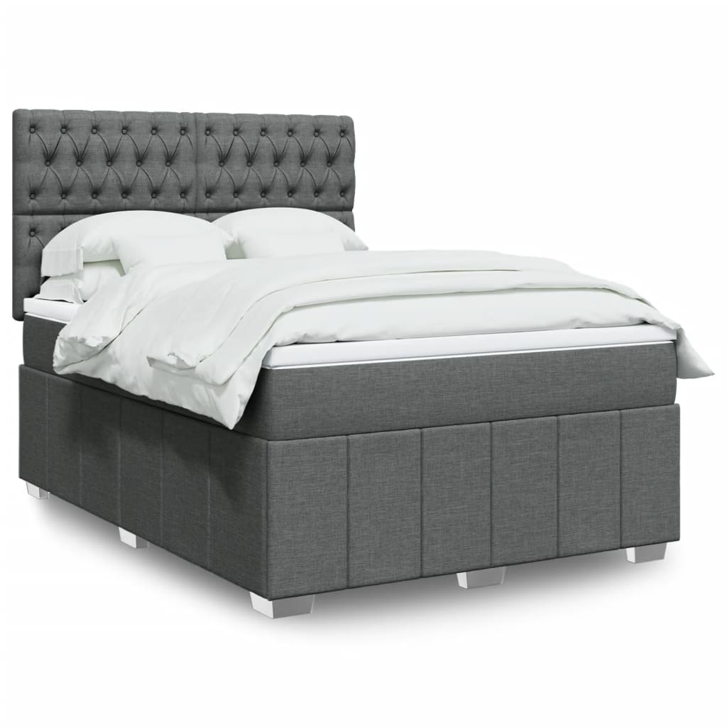 Giroletto a Molle con Materasso Grigio Scuro 140x190 cm Tessuto | homemem39
