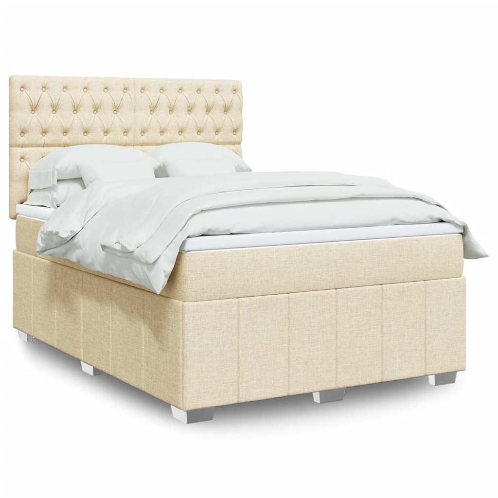 Giroletto a Molle con Materasso Crema 140x19 cm in Tessuto | homemem39