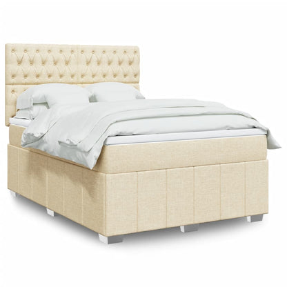 Giroletto a Molle con Materasso Crema 140x19 cm in Tessuto | homemem39