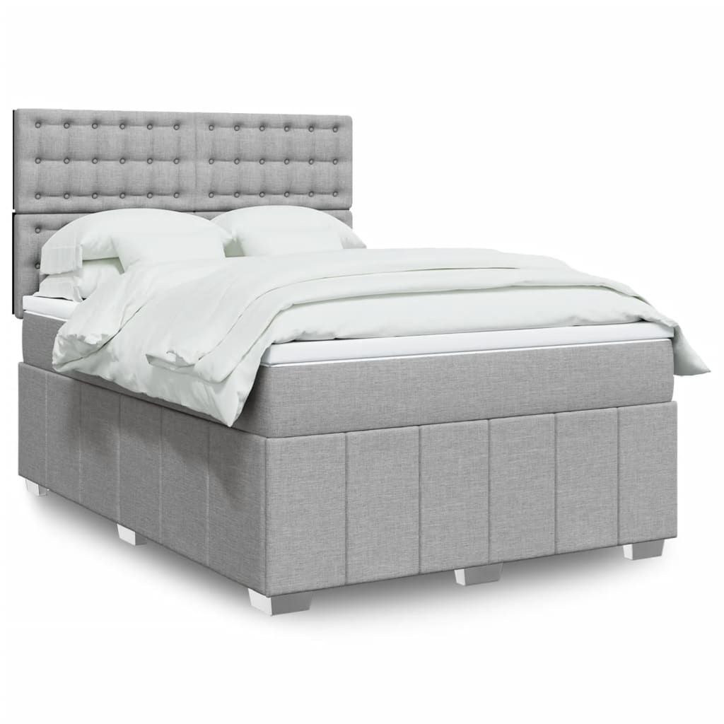 Giroletto a Molle con Materasso Grigio Chiaro 140x190cm Tessuto