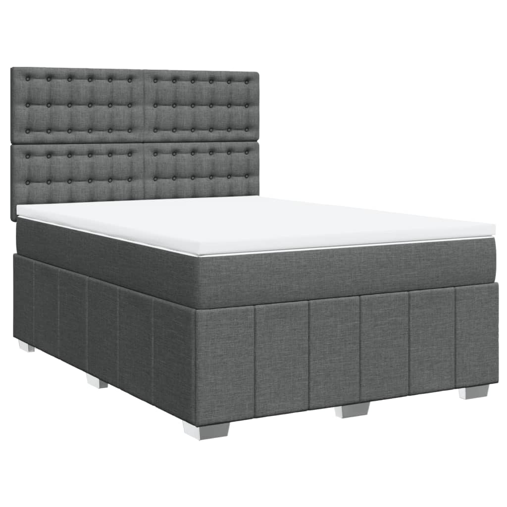 Giroletto a Molle con Materasso Grigio Scuro 140x190 cm Tessuto