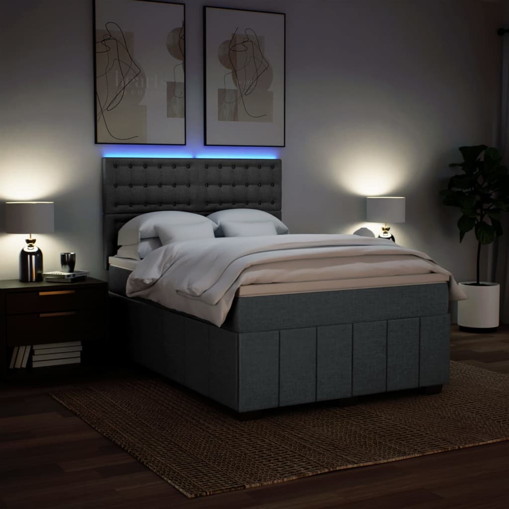 Giroletto a Molle con Materasso Grigio Scuro 140x190 cm Tessuto