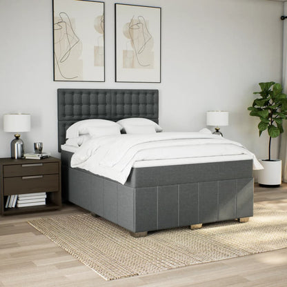 Giroletto a Molle con Materasso Grigio Scuro 140x190 cm Tessuto | homemem39