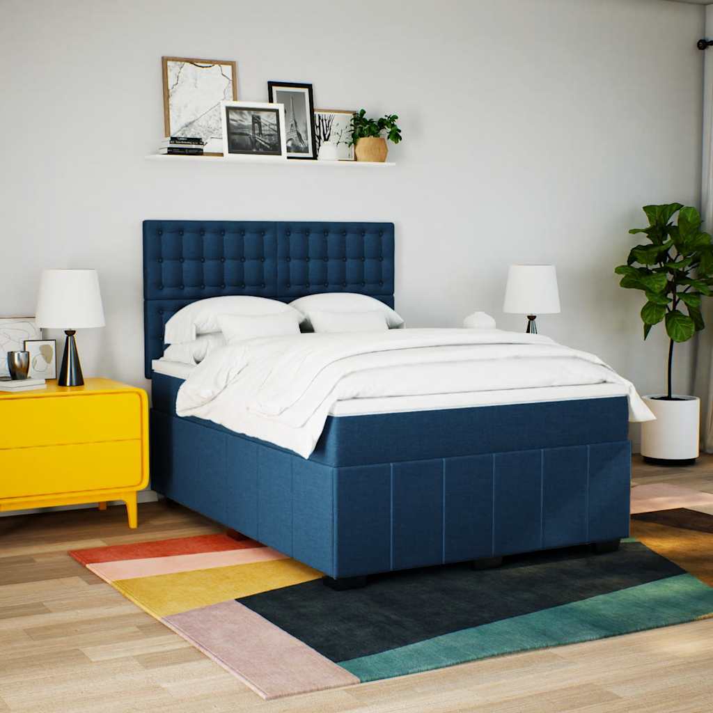 Giroletto a Molle con Materasso Blu 140x190 cm in Tessuto | homemem39