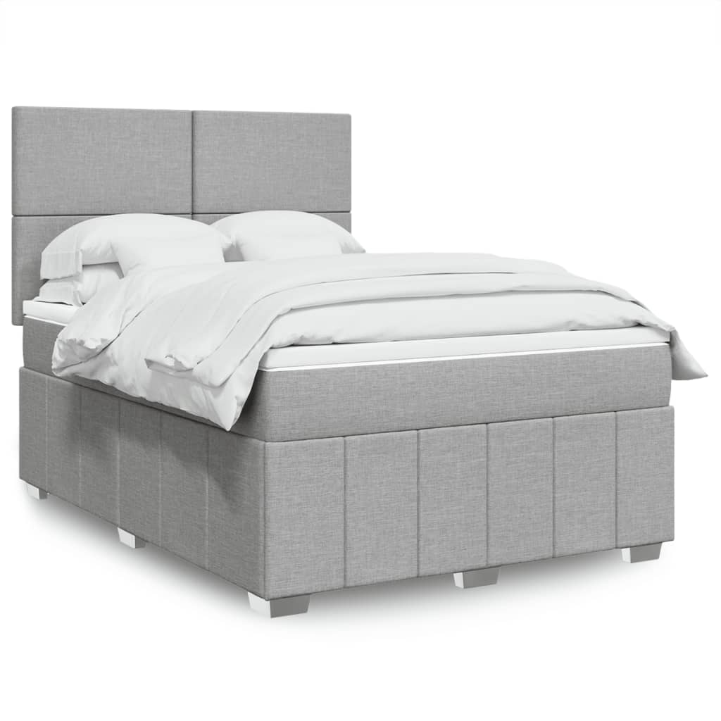 Giroletto a Molle con Materasso Grigio Chiaro 140x200cm Tessuto