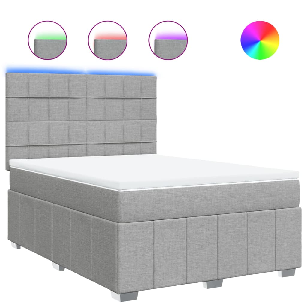 Giroletto a Molle con Materasso Grigio Chiaro 140x200cm Tessuto - homemem39