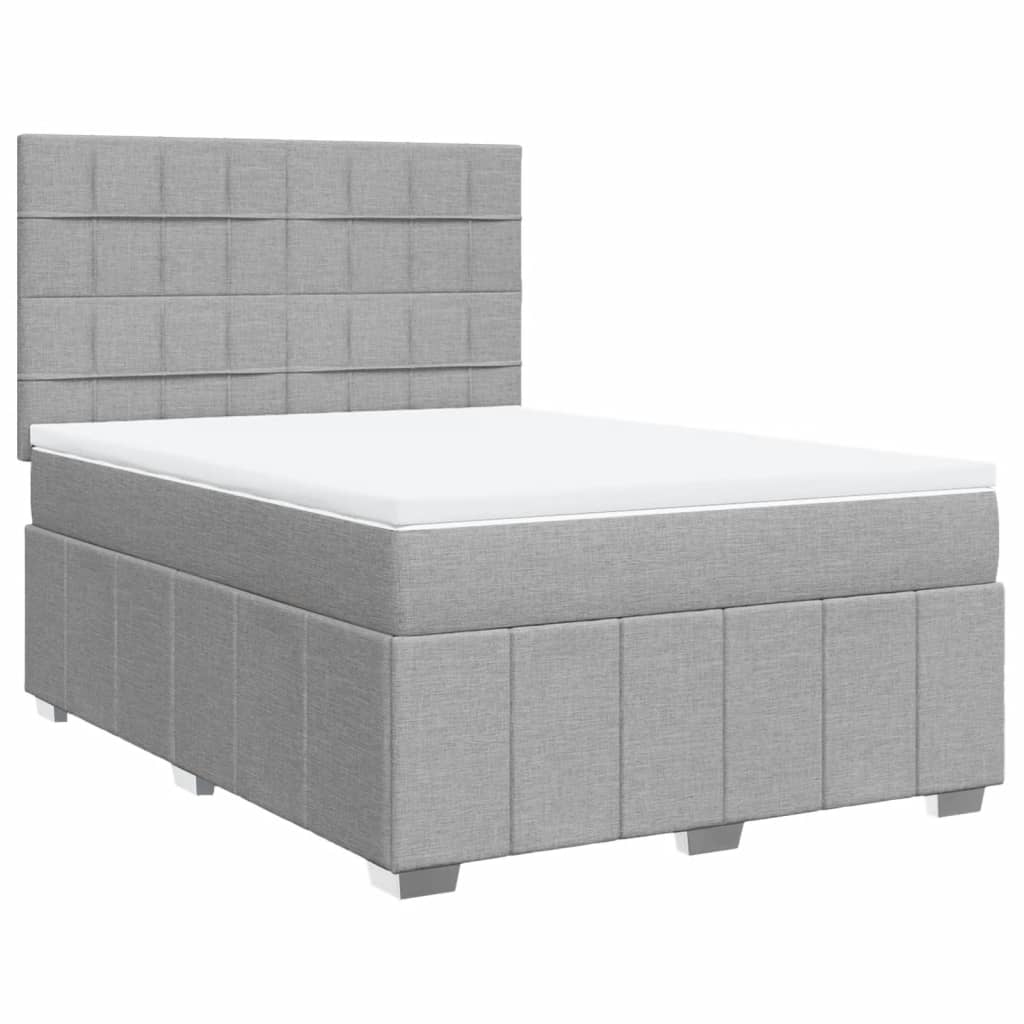 Giroletto a Molle con Materasso Grigio Chiaro 140x200cm Tessuto