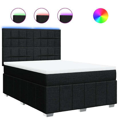 Giroletto a Molle con Materasso Nero 140x200 cm in Tessuto