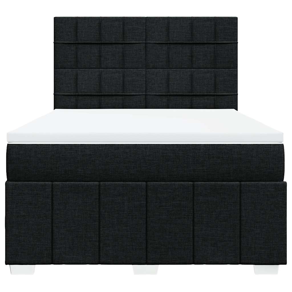 Giroletto a Molle con Materasso Nero 140x200 cm in Tessuto