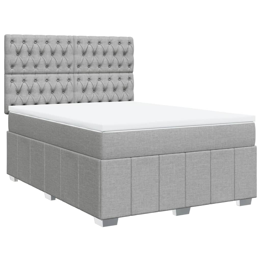 Giroletto a Molle con Materasso Grigio Chiaro 140x200cm Tessuto