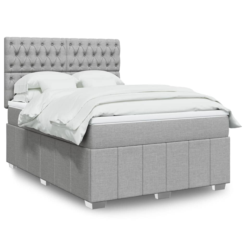 Giroletto a Molle con Materasso Grigio Chiaro 140x200cm Tessuto